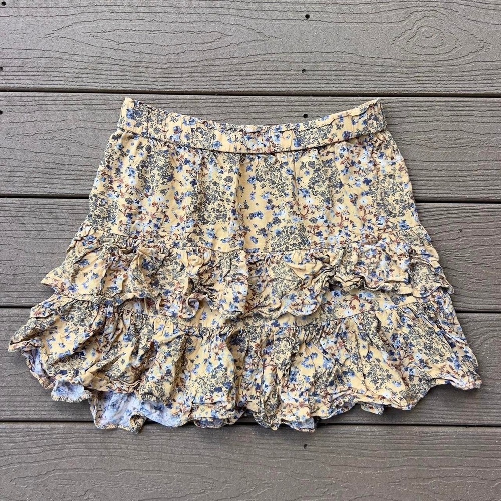 Floral Tiered Mini Skirt Size Small Cottage Boho